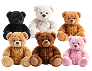 Plush Teddy Bear Mockup Set – Multiple Colors and Designs PNG