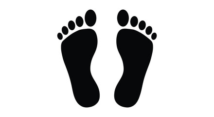 Simple black silhouettes of two human feet with clearly defined toes