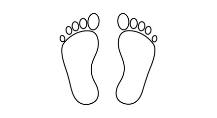 Simple line drawing depicting two human footprints facing forward