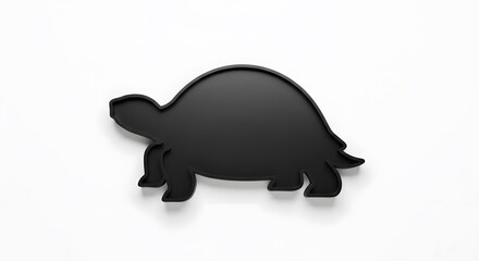 Simple black turtle silhouette icon with a subtle 3D shadow effect isolated on a clean white background.