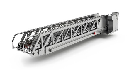 Fire truck ladder extension isolated on white background.