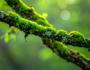 Moss covered branch forest nature