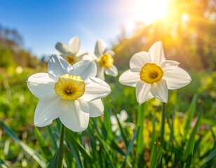 Spring Daffodils in Sunlight