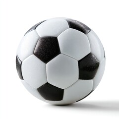 Classic Black and White Soccer Ball Isolated on a Clean White Background Studio Shot with Subtle Shadow Sport Equipment for Competition and Recreation