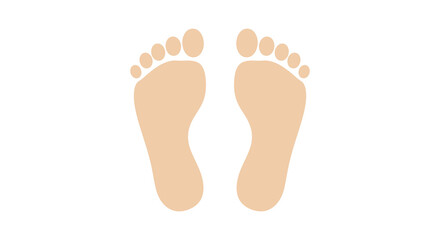 Simple illustration depicting two bare human footprints on a white background