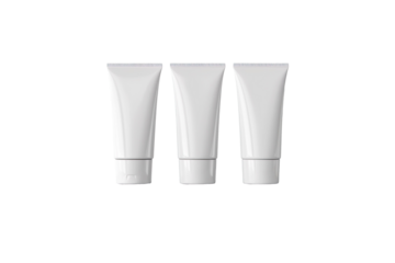 Cosmetic Tubes Mock-up on White Shelf on a transparent background