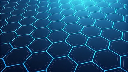 Abstract hexagonal grid pattern with glowing blue lines and dots