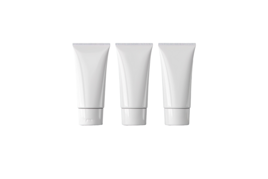 Cosmetic Tubes Mock-up on White Shelf on a transparent background