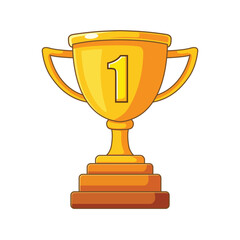 Golden trophy cup with number one for winner