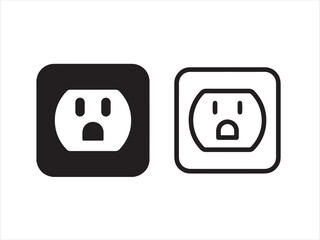 Electrical outlet vector icon isolated on white background for mobile app