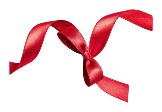 Elegant red ribbon bow product isolated on transparent background