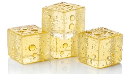 Obraz premium Golden Ice Cubes A Refreshing Twist on Chilled Beverages for Summer