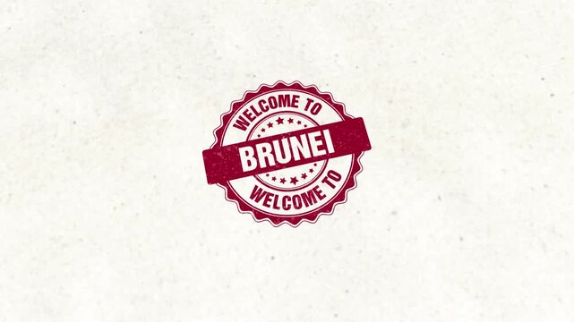 Welcome To Brunei Wooden Stamp Seal Animation Background