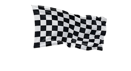Fototapeta premium Checkered Flag Waving on Black Background for Racing and Competition