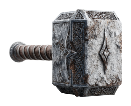 Mythical hammer of power fantasy realm dramatic lighting isolated on transparent background - Powered by Adobe