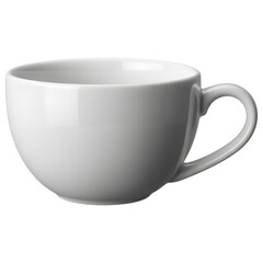Empty white ceramic cup isolated on transparent background for coffee or tea
