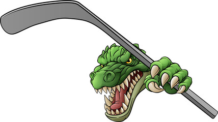 Crocodile Dinosaur Alligator Hockey Sports Mascot © Christos Georghiou
