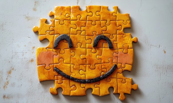 A happy puzzle face cookie