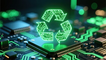 Electronic Waste Recycling Concept Green Technology and Sustainability