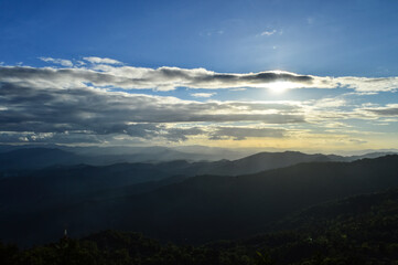 Obraz premium Landscape mountains and Sky in the Evening at Doi Suthep-Pui National Park,Chiang mai, Northern Thailand.