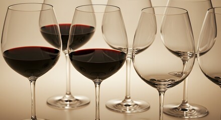 Wine glasses with red wine