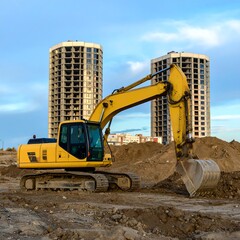 Excavator at construction site