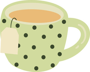 cute cup of hot tea herbal drink beverage vector cartoon illustration