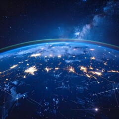 Earth at night, city lights, cosmic connections