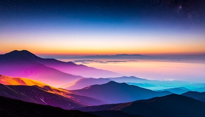 Fototapeta premium Colorful mountain range at sunrise