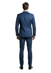 Back view of business man isolated on white or transparent background
