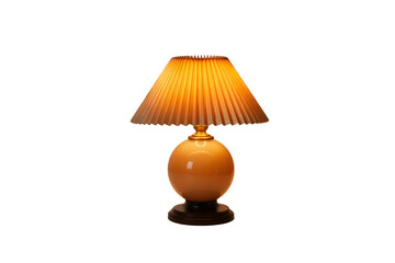 Vintage table lamp with orange shade isolated on transparent background