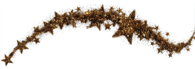 Gold star garland on white background