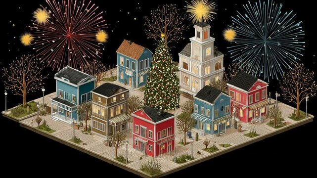 Christmas village isometric view