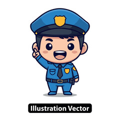 Adorable Police Officer Cartoon Illustration