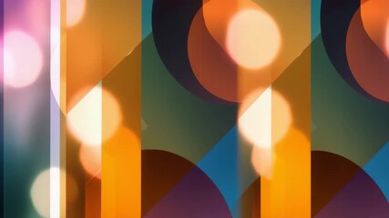 Abstract geometric pattern featuring colorful shapes and glowing light spots with vibrant dynamic effects, combined with colorful vertical stripes and glowing bokeh lights creating vibrant dynamic - Powered by Adobe