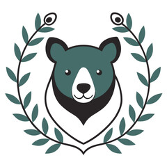 Cute baby panda bear smiling with a bamboo branch illustration