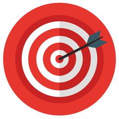 Vector art of a dart hitting the bullseye on a target board representing accuracy focus and goal achievement for business and marketing visuals
Bullseye vector illustration, Dartboard goal icon, Marke