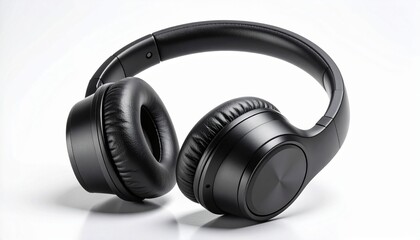 Sleek black wireless headphones resting on a clean, bright surface, ready for immersive sound.