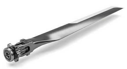 Obraz premium Close-up of a Helicopter Rotor Blade on White Background.