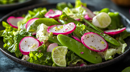 Fresh Spring Salad with Radishes, Snap Peas, and Lime Dressing