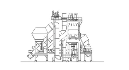 Obraz premium Industrial Machinery Equipment in Technical Line Drawing for Engineering and Manufacturing