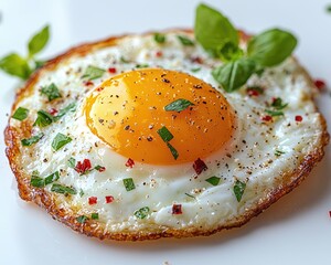 Fried egg with herbs and spices