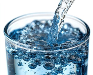 Water pouring into a glass, close-up