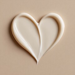Off-white cream swirled into a heart shape on a beige background