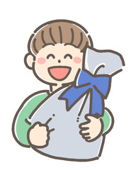 プレゼントを持った男の子のイラスト