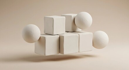 Arrangement of cubes and spheres in a neutral setting