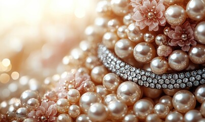 Delicate pearls and flowers, soft lighting