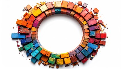 Fototapeta premium Colorful Circle of Broken Crayons.