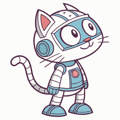 Happy Robot Cat Mascot 1