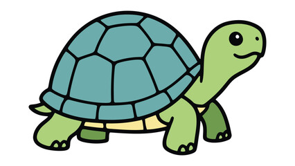 Turtle Illustration: This charming illustration depicts a cheerful turtle, showcasing its shell and limbs. A delightful cartoon image captures the essence of the calm creature, perfect for children.